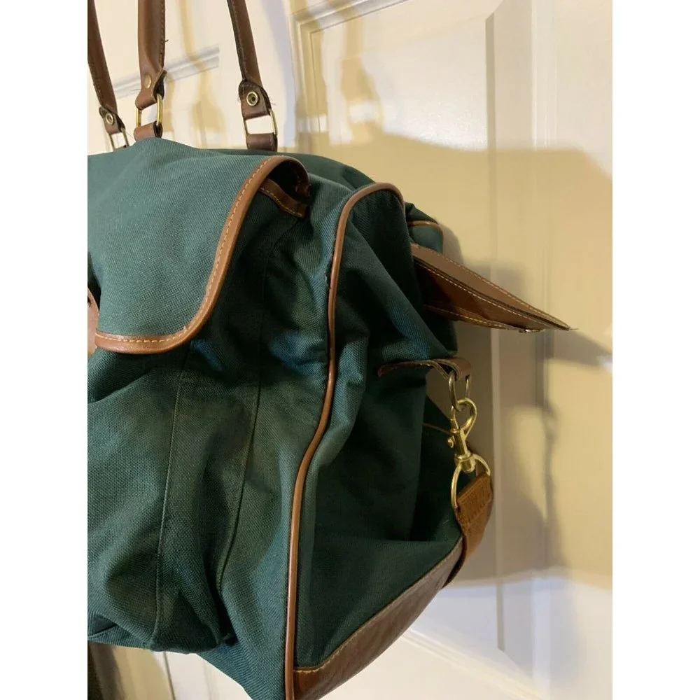 VTG Polo‎ Ralph Lauren Green Brown Duffle Bag Luggage Overnight Missing S…